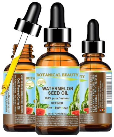 Botanical Beauty Egyptian WATERMELON SEED CARRIER OIL Oil of the Egyptian Kings 100% Pure Natural Cold pressed Virgin Undiluted for Face Hair and Body (0.5 Fl Oz 15 ml) 0.5 Fl Oz (Pack of 1)