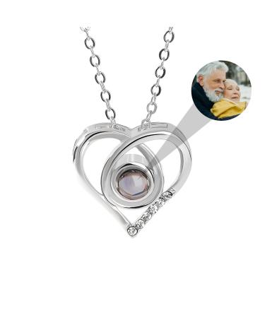 Drawelry Personalized Photo Projection Half Cam Heart Pet Pad Pote Poter Chain With Picture Inner Women's Half Cam Remembrance Gifts For Women Girls Heart-1-Si