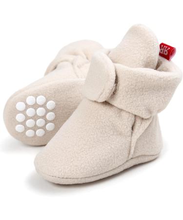 TMEOG Baby Booties Slippers - Infant Boots for Boys & Girls 12-18 Months - Winter Sock Crib Shoes - Beige - Buy Online on GoSupps.com