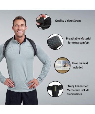Back Posture Corrector for Men Women & Kids | Comfortable & Effective Clavicle Brace in Deep Black - Buy Online on GoSupps.com