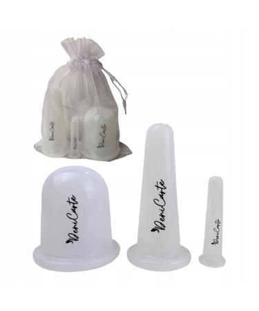 Silicone massage buttons face and body Chinese bubbles cup set 3 pieces various sizes white