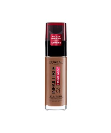 L'Oreal Paris Infallible 32H Fresh Wear Foundation Full-coverage Longwear Weightless Smooth Finish Water-proof and Transfer-proof with Vitamin C + SPF 25 355 Sienna 355 - Sienna 30 ml (Pack of 1)