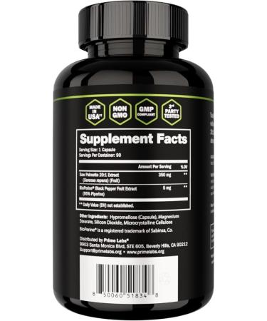 Prime Labs Saw Palmetto for Men - Prostate & Urinary Health Supplement Hair Loss Support DHT Blocker - 20:1 High-Potency 350mg of Saw Palmetto Extract per Serving - 90 Capsules / 90-Day Supply 90 Count (Pack of 1) - Buy Online on GoSupps.com