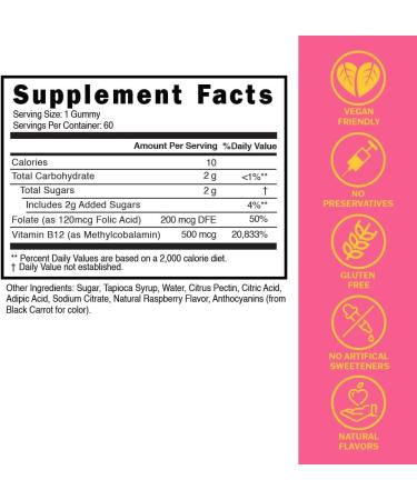 ActivYummies Kids & Teens Energy Support with Vitamin B12 + Folate (B9) - Supports Energy Production Brain Function & Metabolism - Gluten Free - Raspberry Flavor - Soft Chew 60 Gummies (60 Servings) - Buy Online on GoSupps.com