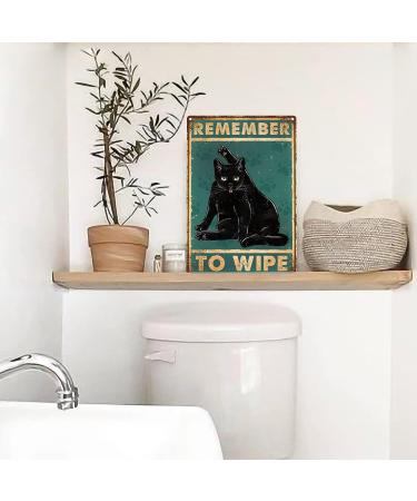 Vintage Funny Black Cat Signs - Retro Bathroom Decor for Cat Lovers | Set of 2 - 8x12 Inches - Buy Online on GoSupps.com
