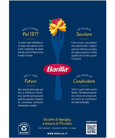 Barilla Piccolini Mini Farfalle small butterfly pasta for children and quick kitchen cooking time 6 minutes 100 durum wheat semolina ideal for sauces salads and soups 10 x 500 g + Italian Gourmet - Buy Online on GoSupps.com