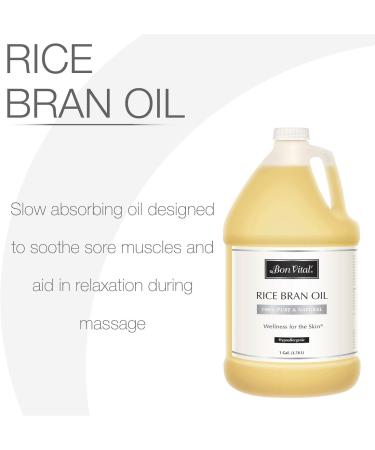 Bon Vital Rice Bran Oil - 100% Pure Cold Pressed Carrier Oil for Diffusers & Massage | Best Moisturizer for Soft Smooth Skin - 1 Gallon - Buy Online on GoSupps.com