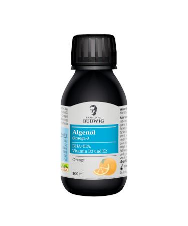 Dr.Budwig Omega 3 algae oil vegan orange (100ml) - high dose rich in DHA EPA vitamin D3 and K2 - Algae oil Omega 3 vegan liquid omega 3 children omega 3 oil algae oil Liquid