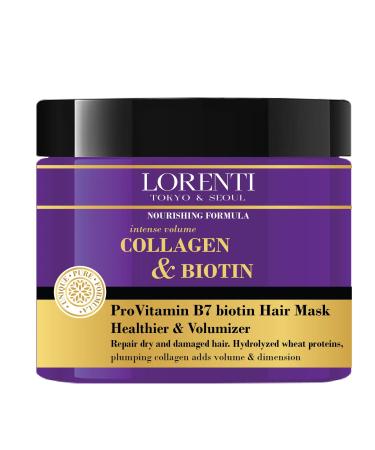 Lorenti LORENTI TOKYO & SEOUL Hair Mask 500ml with Collagen and Biotin | For dry damaged thick and frizzy hair | Contains vitamin B7 and proteins to moisturize hair