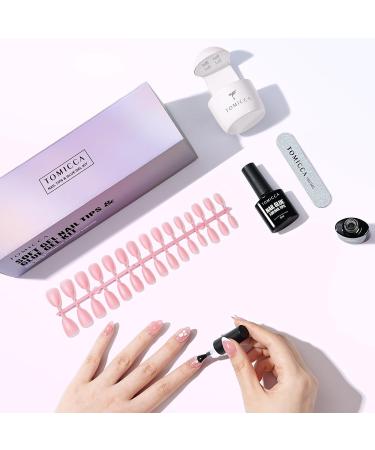 TOMICCA Soft Gel Nail Tips and Glue Kit | Easy DIY Nail Art Set with Almond Nail Tips, Gel Glue, Top Coat, and UV LED Lamp - Pink - Buy Online on GoSupps.com