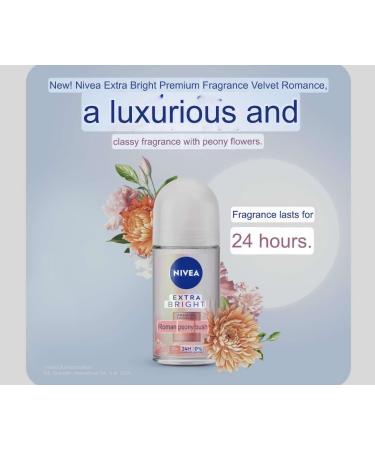 NIVEA Extra Bright Premium Fragrance Velvet Romance Peony Roll On 50 Ml Twin Pack 10X Vitamin C 24H Long Lasting - Buy Online on GoSupps.com