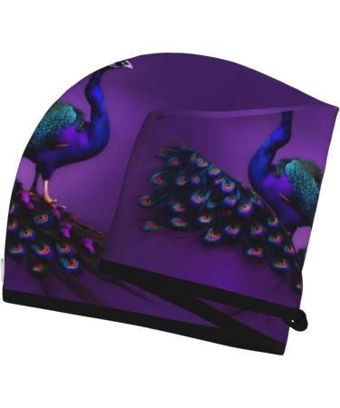 Purple Peacock Coral Velvet Hair Cap | Quick-Dry Towel Wrap for Travel & Home - Buy Online on GoSupps.com
