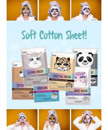 Epielle Panda Character Skincare Sheet Masks - Animal Spa Mask for All Skin Types | Spa Gift for Women, Birthday & Spa Party Favors, Stocking Stuffers - 6 Count - Buy Online on GoSupps.com