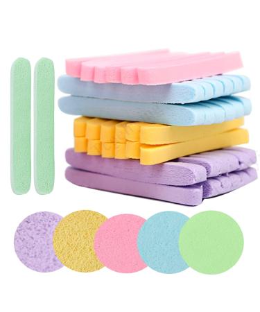 Facial Sponge Compressed,120 Count PVA Professional Makeup Removal Round Face Wash Sponges Spa Pads Exfoliating Cleansing for Women (120, Yellow,Pink,Purple,Blue,Green) 120 Yellow,Pink,Purple,Blue,Green