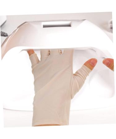 POPETPOP 1 Pair Nail Gloves Gel Lamp Anti-uv Miss Spandex 17x8.5cm Beige - Buy Online on GoSupps.com