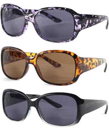Hyyiyun Bifocal Sunglasses for Women 3 Pairs - UV Protection Reader Glasses (1.5x) - Purple & Black, Yellow & Black, Black - Buy Online on GoSupps.com