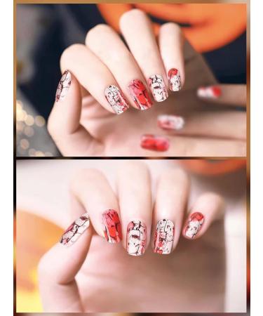 EBANKU Halloween Gel Nail Polish Strips - 20 Full Wraps Stickers with Skull Blood Design, Nail File and Stick - Buy Online on GoSupps.com