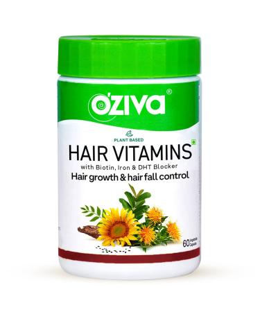 Plant Based Hair Vitamins | Hair Vitamins for Hair Growth & Better Hair Health (with Omega-3 Biotin & Vitamin E for Hair) Certified Clean & Vegan 60 Capsules