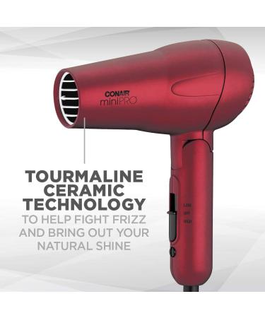 Conair miniPRO Tourmaline Ceramic Travel Hair Dryer - Red - Buy Online on GoSupps.com