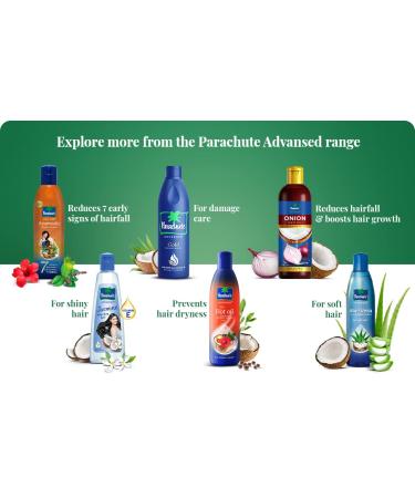 Parachute Advansed Ayurvedic Coconut Hair Oil with Basil, Aloe vera, Flax seed, Gooseberry & 25 Ayurvedic Ingredients | Controls Hair Fall, Dandruff & Hair Thinning | 10.1 fl oz - Buy Online on GoSupps.com