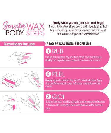 Nads Body Wax Strips for Sensitive Skin - Hypoallergenic Hair Removal Kit | Includes 28 Strips & 2 Calming Oil Wipes - Buy Online on GoSupps.com