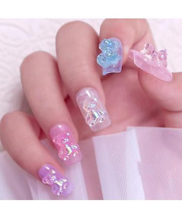 200pack Cute AB Bear Nail Art Decorations Gummy Bear Nail Crystal Bear Beads DIY Crafting Bear Crystal Charm Small deep powder - Buy Online on GoSupps.com