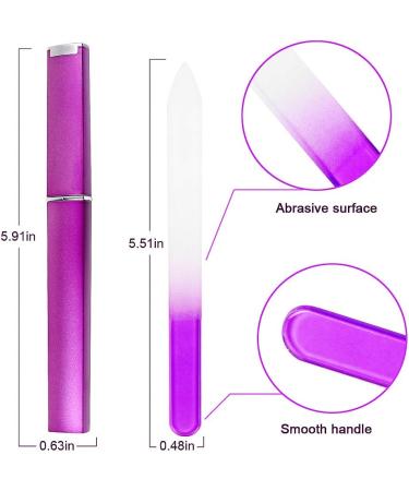 SWKJ 4 PCS Set Glass Nail Files Professional Gradient Color Crystal Nail Files with Cases Double Sided Nail Files Fingernail/Toenail Caring Tools for Home and Salon Use - Buy Online on GoSupps.com