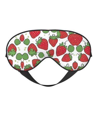 SSIMOO Strawberry Pattern Print Ultra-Soft Light-Blocking Eye Mask for Optimal Comfort and Restful Sleep Black