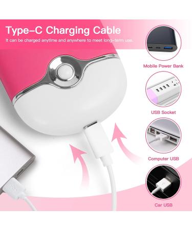 Buqikma Mini Lash Fan | Rechargeable Portable Handheld Dryer for Eyelash Extensions & Nail Dryer - Rose Red (Pink-Type C) - Buy Online on GoSupps.com