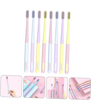 Partykindom 8-Pack Macaron Toothbrushes - Travel-Friendly Oral Care Tools for Adults | Japanese Design Tooth Cleaning Brushes - Buy Online on GoSupps.com
