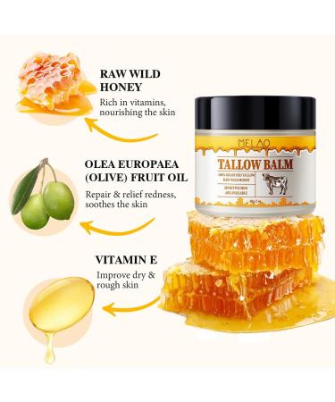 Tallow and Honey Balm - All-Natural Skin Care with Grass-Fed Beef Tallow & Raw Wild Honey - 2 oz Moisturizing Body Oil - Buy Online on GoSupps.com