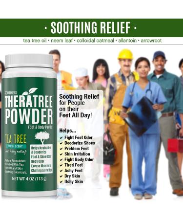 TheraTree Foot Body & Shoe Powder | Odor & Moisture Control with Organic Tea Tree | 4 oz Natural Fresh Scent - Buy Online on GoSupps.com