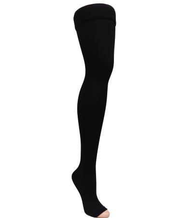 ITA-MED 25-35 mmHg H-306 open toe thigh high compression black 2 pieces Black S