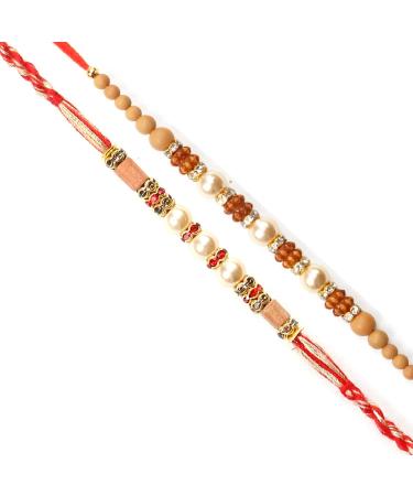 Ghasitaram Gifts Rakhi for Brother Rakhis Online - Set of 2 6299 6340 Pearl Rakhis