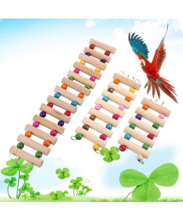 3 Sizes Pet Hanging Wooden Ladder - Hamster Stairs Suspension Bridge & Swing Cage Toy for Birds & Rodents - Buy Online on GoSupps.com