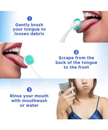 Oralganix 2-in-1 Tongue Cleaner - 4 Pack - Multicolor Tongue Brush and Scraper - 4 Count - Buy Online on GoSupps.com