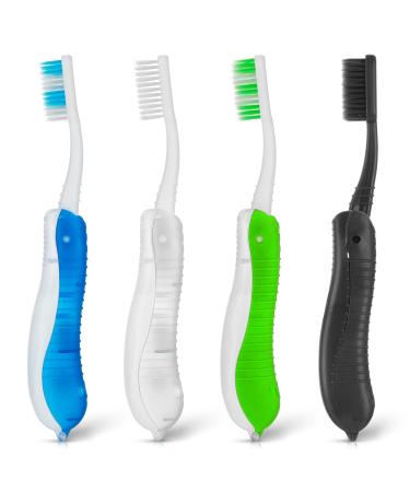 Wllhyf 4-pack travel toothbrush collapsible toothbrush soft drinkable travel size toothbrush (green/blue/white/black) - Buy Online on GoSupps.com
