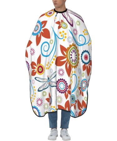 Professional Haircut Cape - Dragonfly & Floral Pattern Hairdressing Salon Cape with Adjustable Snap Closure | International Shipping Available - Buy Online on GoSupps.com