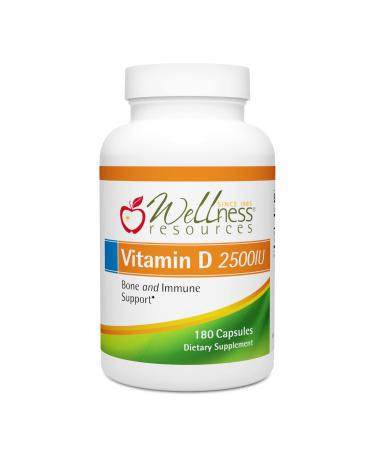 Wellness Resources Vitamin D - 2,500 IU Soy-Free Vitamin D3 (180 Veggie Capsules)