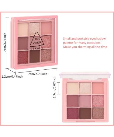 9-Color Pink Rose Shimmer Matte Eyeshadow Palette | High Pigmented Glitter | Waterproof & Long-Lasting | D03 - Buy Online on GoSupps.com