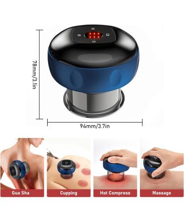 Rechargeable Electrical Cupping Massage Device - 6/12 Gear Portable Professional Therapy Tool for Home & Travel (Blue) - Buy Online on GoSupps.com