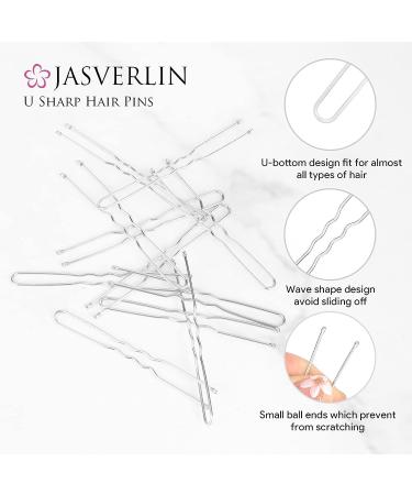 JASVERLIN U Shaped Hair Pin Silver Bun Pins for Women - 100pcs | Curly Hair Bobby Pins for Wedding & Dance - Buy Online on GoSupps.com