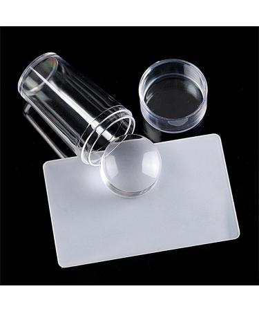 Bexdug Silicone Nail Stamper Clear Nail Art Stamper Scraper Clear Jelly Nail Stamper with Nail Scraper Silicone Jelly Stamp