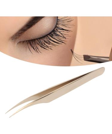 Buy Pearl Golden Stainless Steel Eyelash Tweezers Curved Lash Extension Tweezers for Precision Application - Buy Online on GoSupps.com