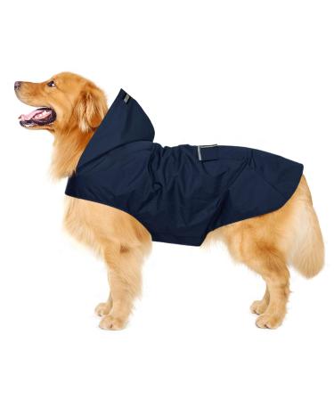 Cellar dog rain coat with hood & collar hole & safe reflective strip ultra -light breathable 100% waterproof rain jacket for medium -sized to large dogs blue 3xl 3xl blue