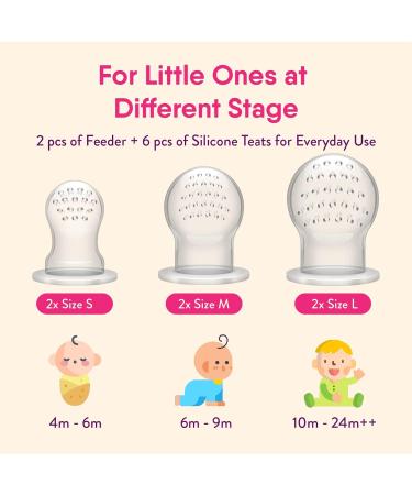 NatureBond Baby Food Feeder Pacifier (2 Pack) - Teething Toy Teether | Includes Silicone Sacs in Peach Pink and Lemonade Yellow - Buy Online on GoSupps.com
