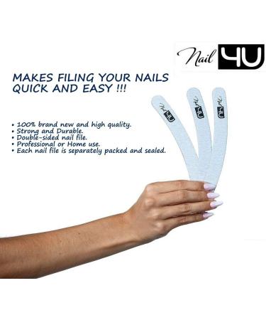 SET of 2 Professional Curved Nail Files Banana Emery Boards for False Nails Acrylic Gel Tips Manicure tools by Nail4U Double sided 100/180 180/240 Grit - Buy Online on GoSupps.com