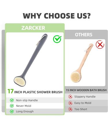 Back Body Scrubber Brush - Long-Handle Shower Peeling Brush for Men & Women | 43cm Gray Non-Slip Design - Buy Online on GoSupps.com