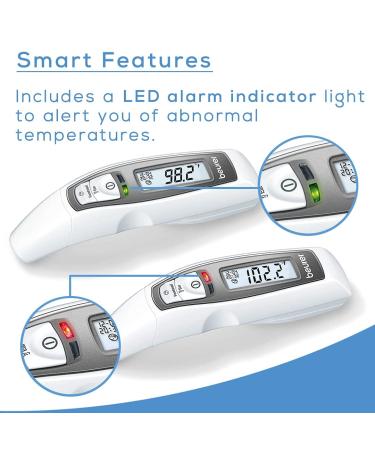 Beurer FT65 3-in-1 Digital Thermometer - Non-Contact Infrared Thermometer w/Memory Slots - Large Display w/Fever Alarm High Accuracy Forehead Thermometer for Adults and Kids (Ear/Forehead) - Buy Online on GoSupps.com