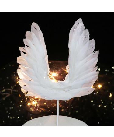 5 Pcs Angel Wing Cake Toppers White Feather Cupcake Topper Happy Birthday Party Cake Decor Baby Shower Cupcake Toppers Anniversary Wedding Cake Decorations - Buy Online on GoSupps.com